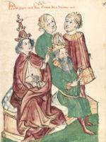 Couronnement d'Othon II par le pape Grgoire V-image du XVe sicle